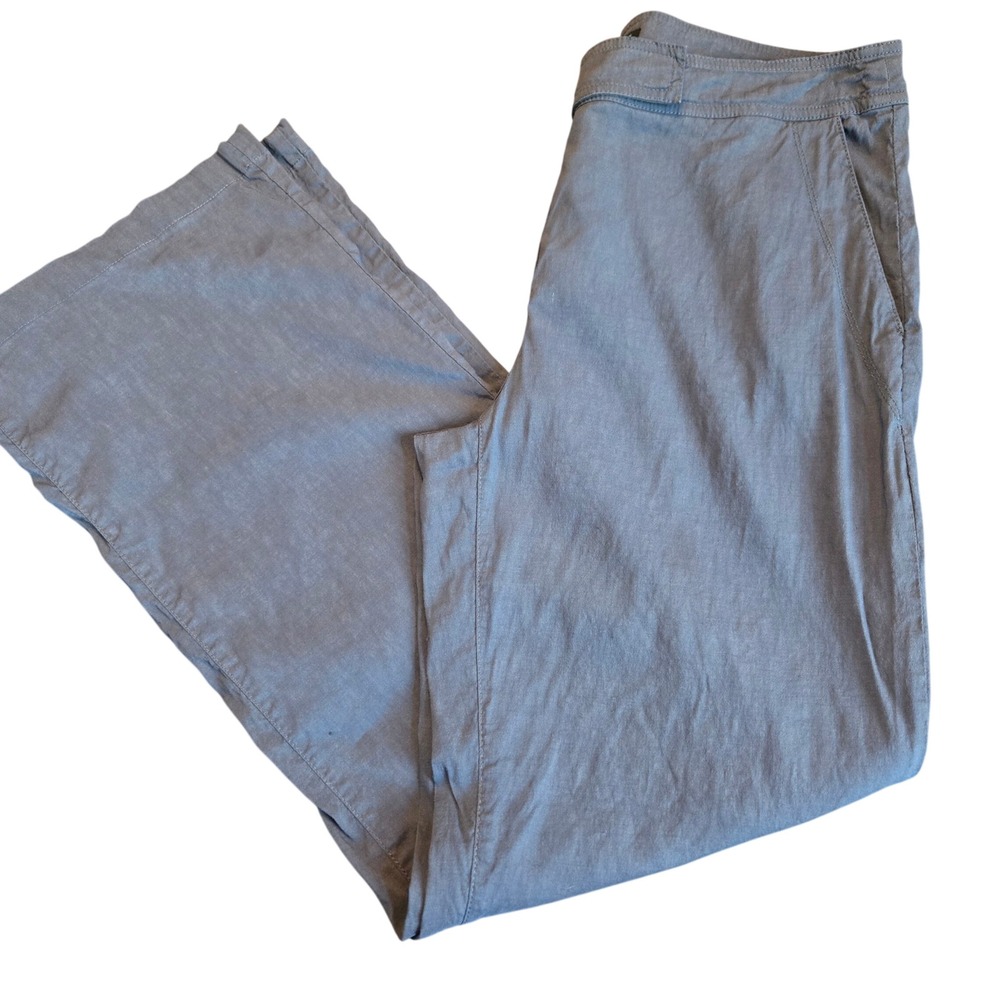 Eileen Fisher Gray Linen Blend Wide Leg Trousers‎ Italian Fabric Size 10